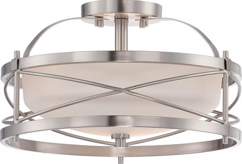 Ginger - 2 Light Semi Flush with Satin White Glass - Brushed Nickel Finish (81|60/5331)