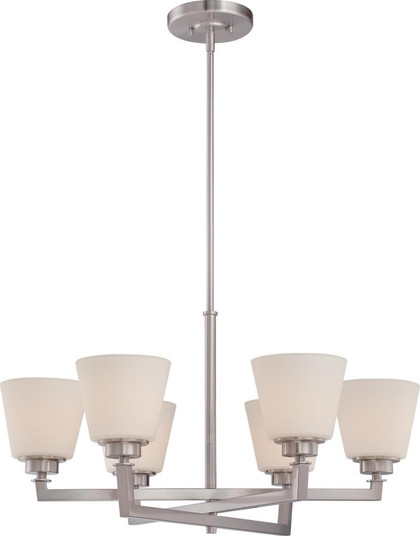 Mobili - 6 Light Chandelier with Satin White Glass - Brushed Nickel Finish (81|60/5456)