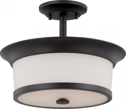 Mobili - 2 Light Semi Flush with Satin White Glass - Aged Bronze Finish (81|60/5550)