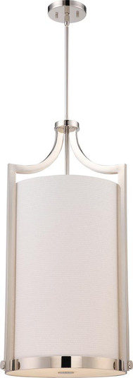 Meadow - 4 Light Large Foyer Pendant with White Fabric Shade - Polished Nickel Finish (81|60/5885)