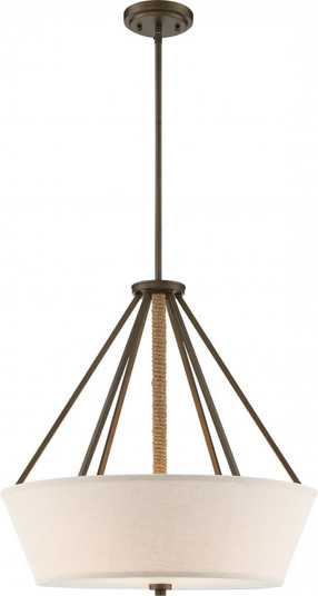 Seneca - 4 Light 22'' Pendant with Beige Linen Fabric Shade - Aged Bronze Finish with Rope (81|60/5896)