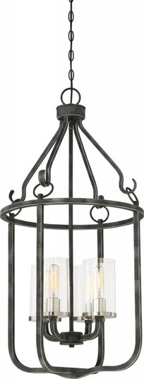 Sherwood - 4 Light Caged Pendant with Clear Glass -Iron Black Finish with Brushed Nickel Accents (81|60/6127)