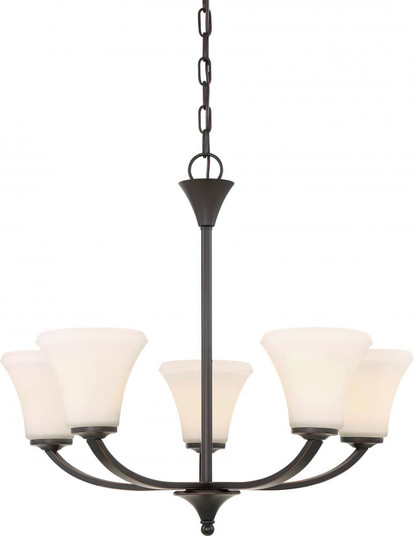 Fawn - 5 Light Chandelier with Satin White Glass - Mahogany Bronze Finish (81|60/6305)