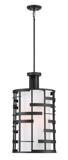 Lansing - 4 Light Pendant with White Fabric Shade & Opal Diffuser - Midnight Bronze Finish (81|60/6433)