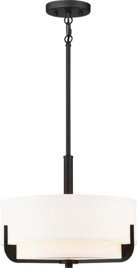 Frankie - 3 Light 14'' Pendant with Cream Fabric Shade & Frosted Diffuser - Aged Bronze Finish (81|60/6543)