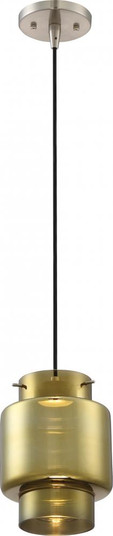 Del - LED Mini Pendant with Antiqued Glass - Brushed Nickel Finish (81|62/879)