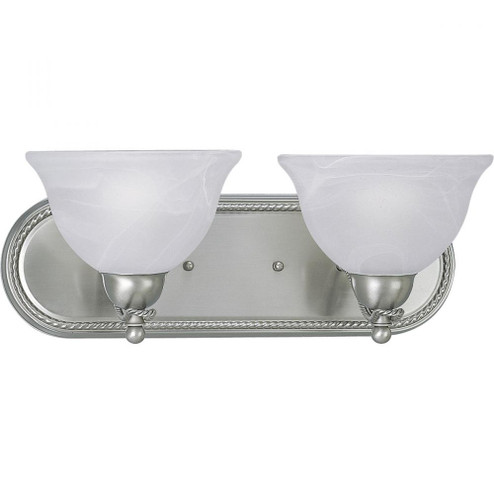 Avalon Collection Two-Light Brushed Nickel Alabaster Glass Traditional Bath Vanity Light (149|P3267-09)