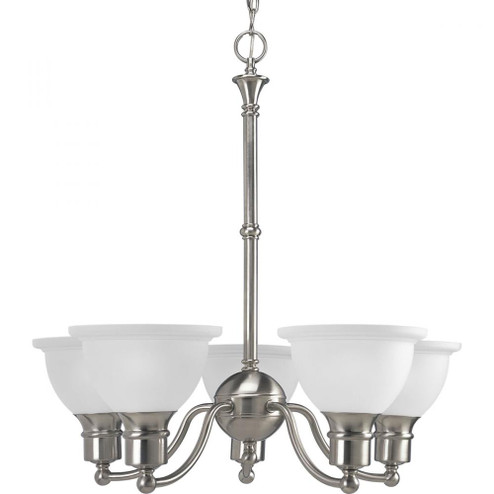 Madison Collection Five-Light Brushed Nickel Etched Glass Traditional Chandelier Light (149|P4281-09)