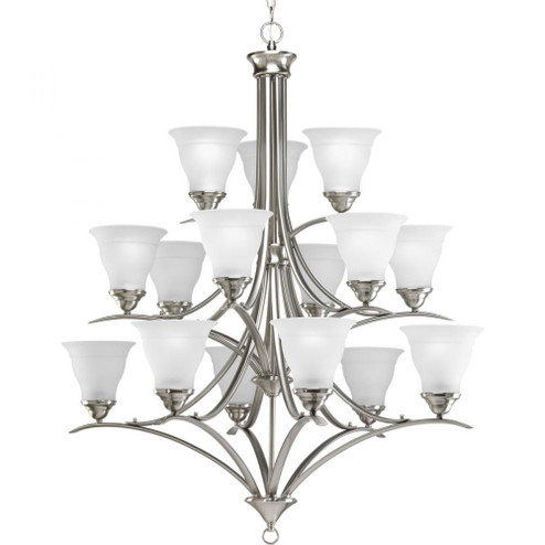 Trinity Collection Fifteen-Light Brushed Nickel Etched Glass Traditional Chandelier Light (149|P4365-09)