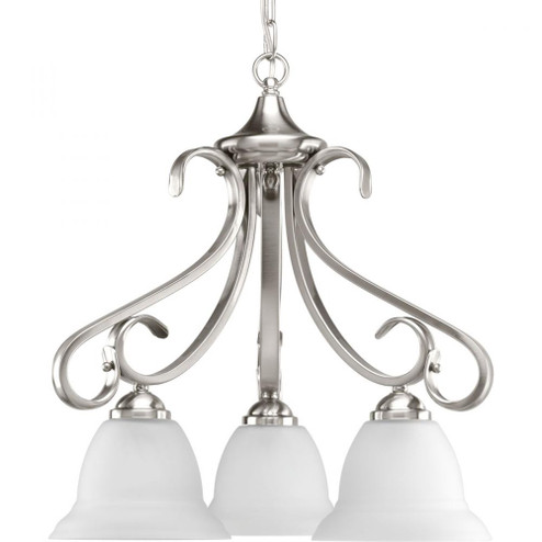 Torino Collection Three-Light Brushed Nickel Etched Glass Transitional Chandelier Light (149|P4405-09)