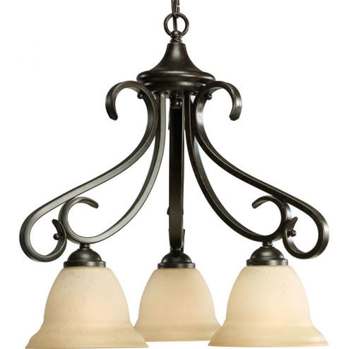 Torino Collection Three-Light Forged Bronze Tea-Stained Glass Transitional Chandelier Light (149|P4405-77)