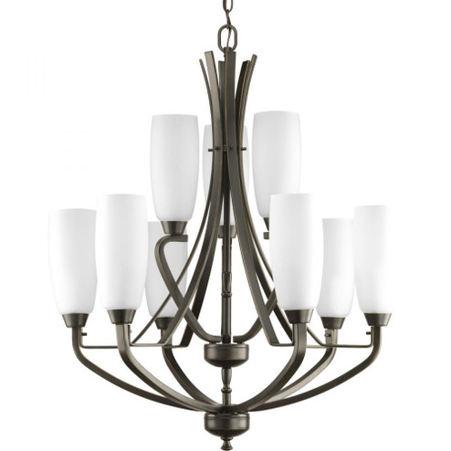 Wisten Collection Nine-Light Antique Bronze Etched Glass Modern Chandelier Light (149|P4439-20)