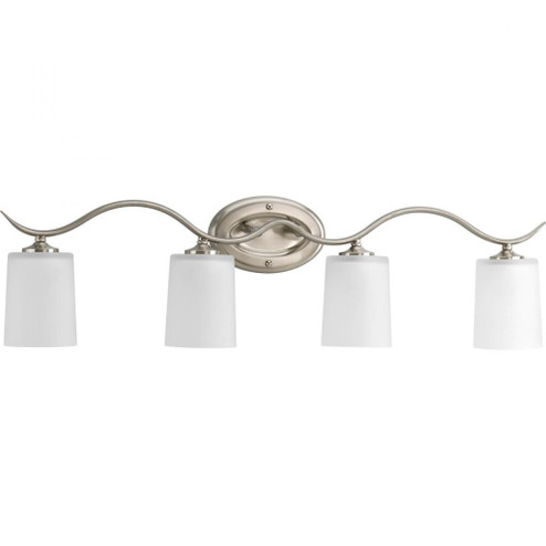 Inspire Collection Four-Light Brushed Nickel Etched Glass Traditional Bath Vanity Light (149|P2021-09)