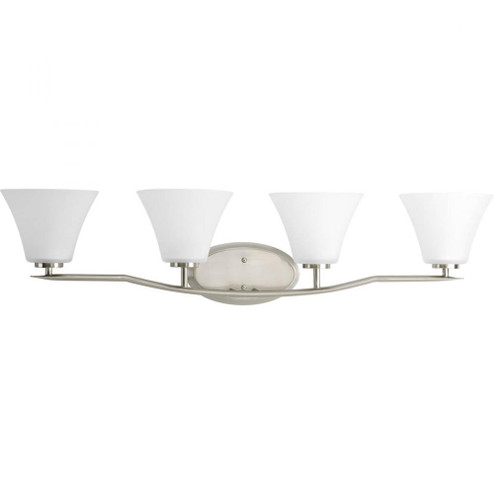Bravo Collection Four-Light Brushed Nickel Etched Glass Modern Bath Vanity Light (149|P2007-09)