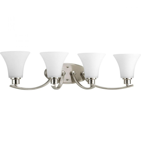 Joy Collection Four-Light Brushed Nickel Etched Glass Traditional Bath Vanity Light (149|P2003-09)