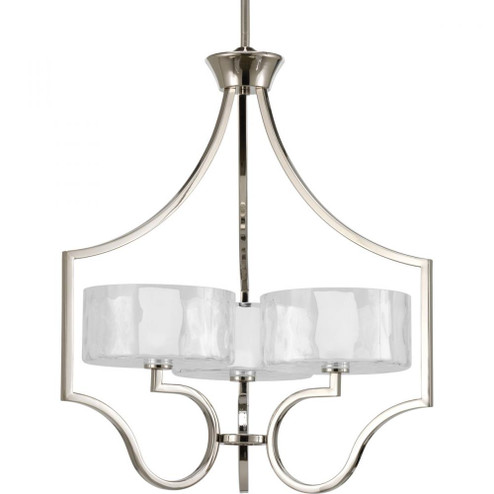 Caress Collection Three-Light Polished Nickel Clear Water Glass Luxe Chandelier Light (149|P4644-104WB)