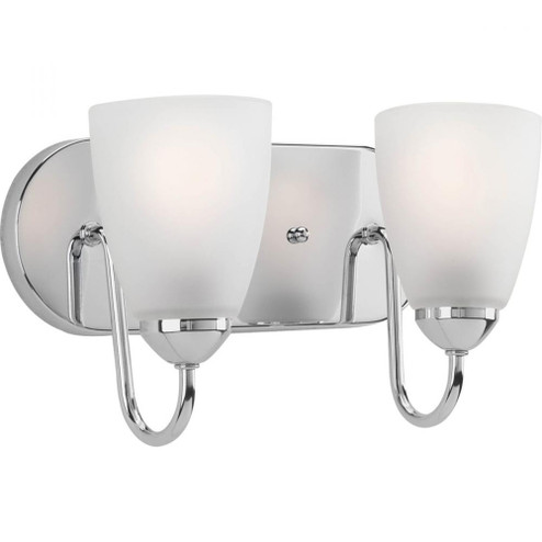 Gather Collection Two-Light Polished Chrome Etched Glass Traditional Bath Vanity Light (149|P2707-15)