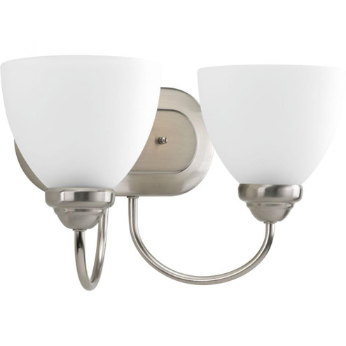 Heart Collection Two-Light Brushed Nickel Etched Glass Farmhouse Bath Vanity Light (149|P2915-09)