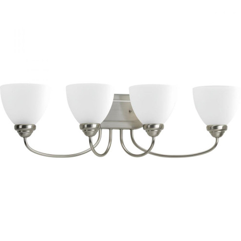 Heart Collection Four-Light Brushed Nickel Etched Glass Farmhouse Bath Vanity Light (149|P2928-09)