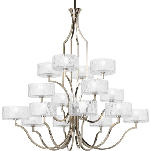 Caress Collection Sixteen-Light Polished Nickel Clear Water Glass Luxe Chandelier Light (149|P4685-104WB)