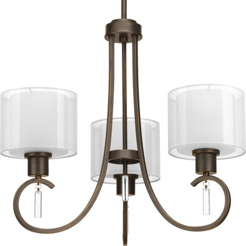 Invite Collection Three-Light Antique Bronze White  Silk Mylar Shade New Traditional Chandelier Ligh (149|P4695-20)