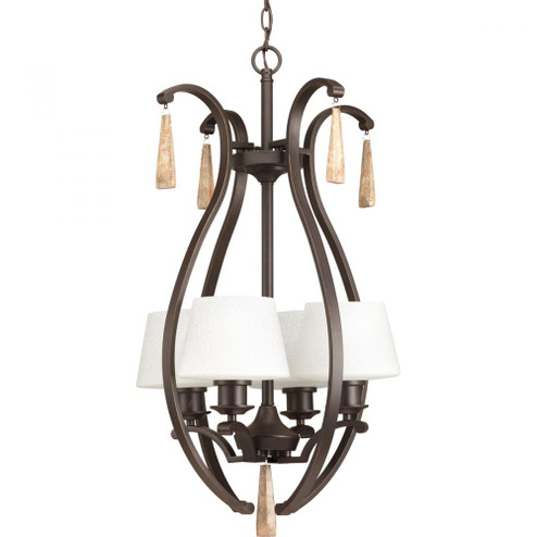 Four Light Antique Bronze Tea-stained Glass Foyer Hall Pendant (149|P3626-20)