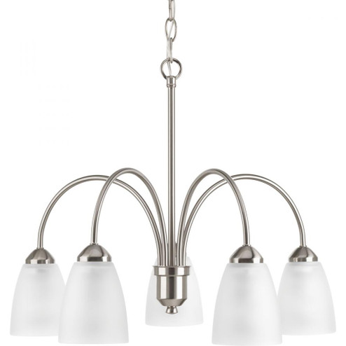Gather Collection Five-Light Brushed Nickel Etched Glass Traditional Chandelier Light (149|P4735-09)