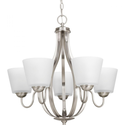 Arden Collection Five-Light Brushed Nickel Etched Glass Farmhouse Chandelier Light (149|P4746-09)