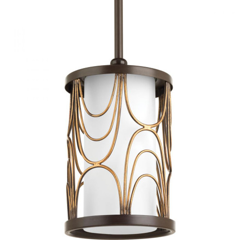 Cirrine Collection One-Light Antique Bronze Etched White Glass Global Mini-Pendant Light (149|P5082-20)