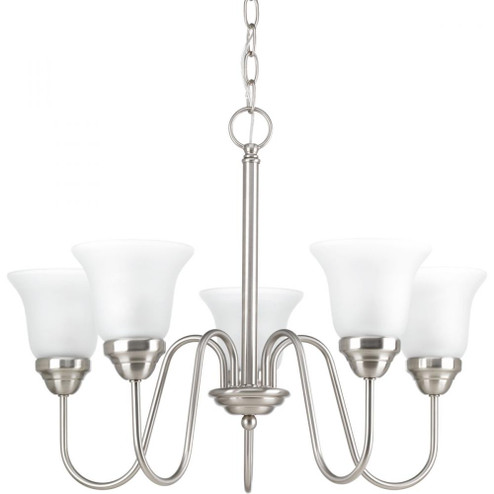 Classic Collection Five-Light Brushed Nickel Etched Glass Traditional Chandelier Light (149|P4757-09)
