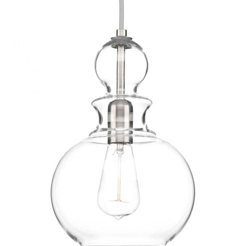 Staunton Collection One-Light Brushed Nickel Clear Glass Global Pendant Light (149|P5334-09)