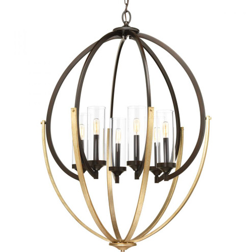 Evoke Collection Six-Light Antique Bronze Clear Glass Luxe Chandelier Light (149|P400026-020)