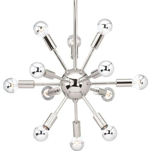 Ion Collection Twelve-Light Polished Nickel Mid-Century Modern Chandelier Light (149|P400040-104)