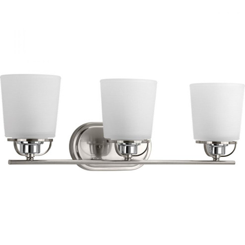 West Village Collection Three-Light Brushed Nickel Etched Double Prismatic Glass Farmhouse Bath Vani (149|P300006-009)