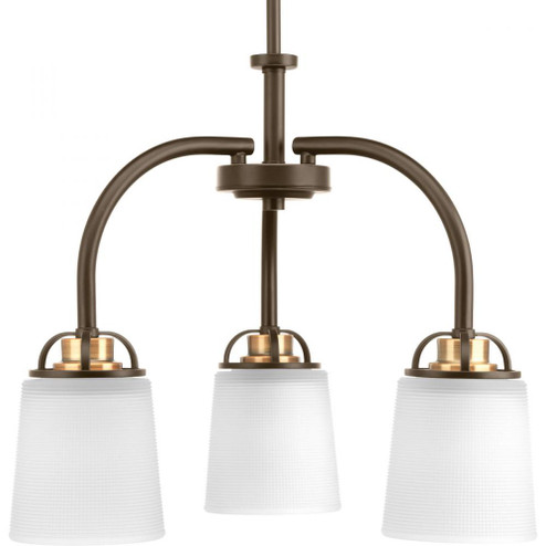 West Village Collection Three-Light Antique Bronze Etched Double Prismatic Glass Farmhouse Chandelie (149|P400008-020)