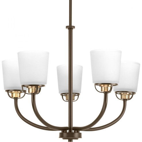 West Village Collection Five-Light Antique Bronze Etched Double Prismatic Glass Farmhouse Chandelier (149|P400009-020)