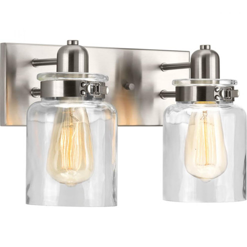 Calhoun Collection Two-Light Brushed Nickel Clear Glass Farmhouse Bath Vanity Light (149|P300046-009)