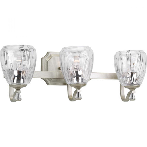 Anjoux Collection Three-Light Silver Ridge Clear Water Glass Luxe Bath Vanity Light (149|P300118-134)