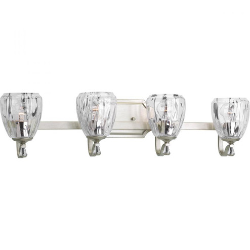 Anjoux Collection Four-Light Silver Ridge Clear Water Glass Luxe Bath Vanity Light (149|P300119-134)
