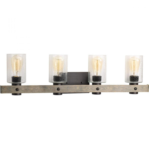 Gulliver Collection Four-Light Graphite Clear Seeded Glass Coastal Bath Vanity Light (149|P300126-143)