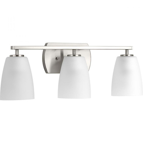 Leap Collection Three-Light Brushed Nickel Etched Glass Modern Bath Vanity Light (149|P300133-009)