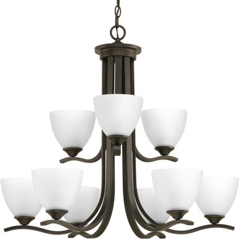Laird Collection Nine-Light Antique Bronze Etched Glass Traditional Chandelier Light (149|P400064-020)