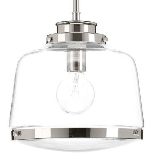 Judson Collection One-Light Polished Nickel Clear Glass Farmhouse Pendant Light (149|P500061-104)