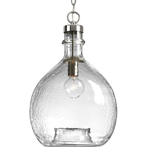 Zin Collection One-Light Brushed Nickel Clear Textured Glass Global Pendant Light (149|P500064-009)
