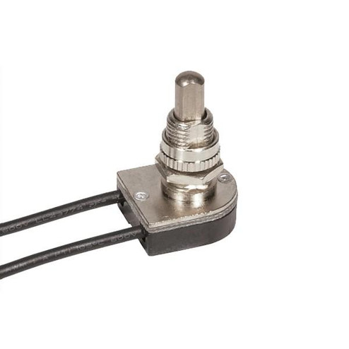 On-Off Metal Push Switch; 5/8'' Metal Bushing; Single Circuit; 6A-125V, 3A-250V Rating; Nickel (27|80/1127)