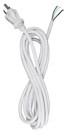 10 Foot 18/3 SVT 105C Heavy Duty Cord Set; White Finish; 100 Carton; 3 Prong Molded Plug; Stripped (27|90/2413)