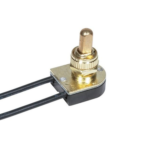 On-Off Metal Push Switch; 3/8'' Metal Bushing; Single Circuit; 6A-125V, 3A-250V Rating; Brass (27|80/1124)