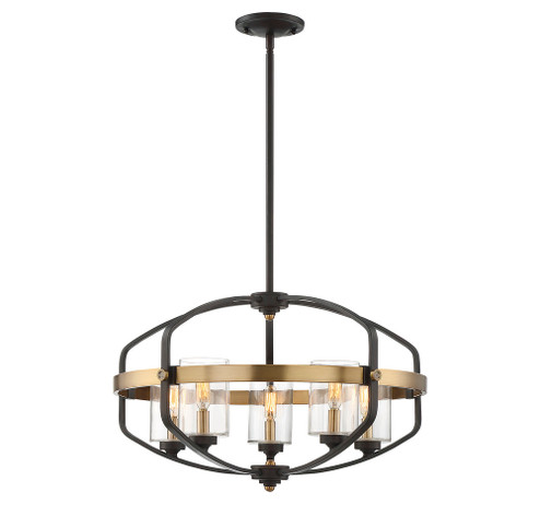 Kirkland 5-Light Pendant in English Bronze and Warm Brass (128|7-8041-5-79)