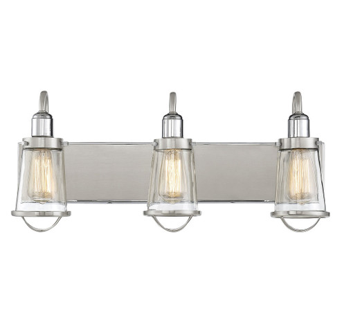 Lansing 3-Light Bathroom Vanity Light in Satin Nickel with Polished Nickel Accents (128|8-1780-3-111)