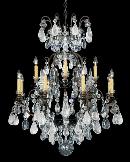 Renaissance Rock Crystal 13 Light 120V Chandelier in Heirloom Bronze with Olivine & Smoke Quartz C (168|3572-76OS)